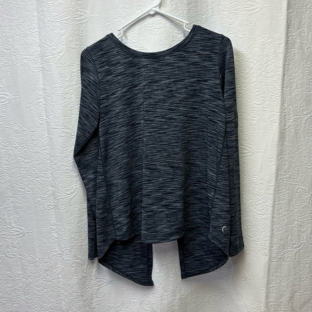 ZYIA Charcoal Split Back Long Sleeve Top Large